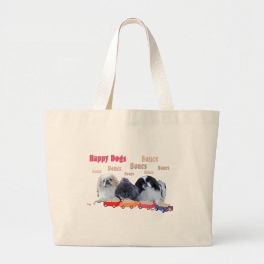 Grand Tote Bag Chiens heureux Bones (Devant)
