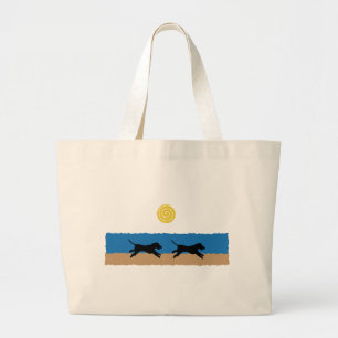 Grand Tote Bag Chiens sur la plage
