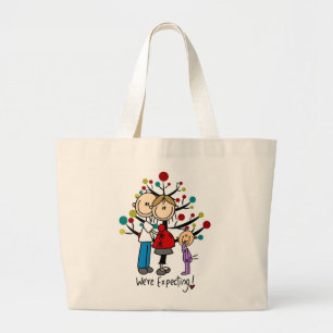 Grand Tote Bag Chiffres de bâton Fille des parents attendus