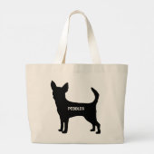 Grand Tote Bag Chihuahua race Chig sur mesure Silhouette (Dos)