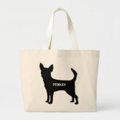 Grand Tote Bag Chihuahua race Chig sur mesure Silhouette (Devant)
