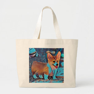 Grand Tote Bag Chiot coloré de corgi