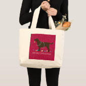 Grand Tote Bag Chocolat Lab Joyeux Noël Design (Devant (produit))