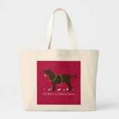Grand Tote Bag Chocolat Lab Joyeux Noël Design (Devant)
