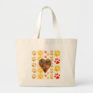 Grand Tote Bag Chocolat Labrador Retriever Coeurs de chien Emprei