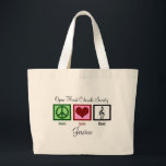 Grand Tote Bag Chorale Peace Love Cute personnalisée<br><div class="desc">Beaux sacs de choeur personnalisés avec le nom de votre chorale et votre propre nom. Un joli cadeau de Noël pour un chanteur. Je l'achèterais pour un soprano,  un alto,  une basse ténor,  ou un directeur de choeur.</div>