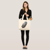 Grand Tote Bag Chouette grise (Devant (modèle))