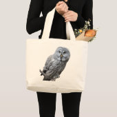 Grand Tote Bag Chouette grise (Devant (produit))