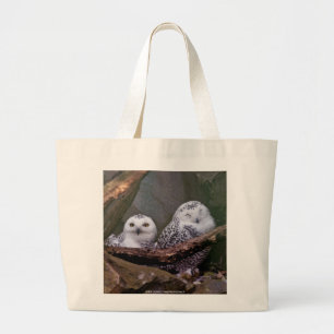 Grand Tote Bag Chouette Harfang Couple Art Bois Faune Sauvage
