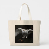 Grand Tote Bag Chouette neige avec ailes ouvertes jtcnm (Dos)