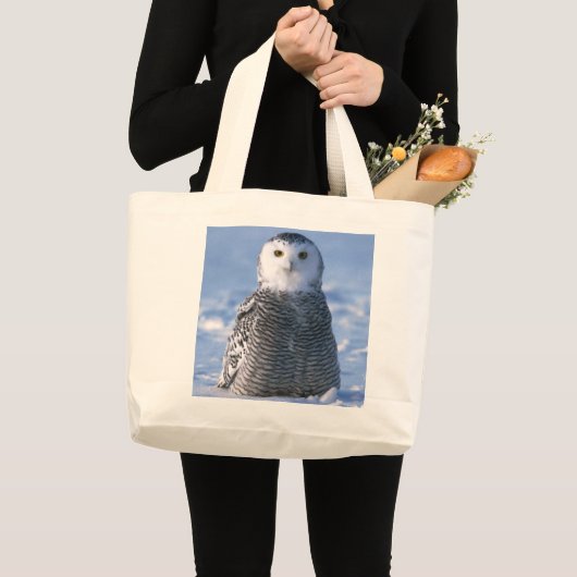 Grand Tote Bag Chouette neigeuse arctique photo personnelle (Devant (produit))