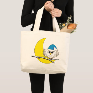 Grand Tote Bag Chouette neigeuse dans une nouvelle nuit d'hiver s