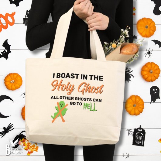 Grand Tote Bag Christian Halloween JE ME RÉJOUIS DANS LE SAINT-GH