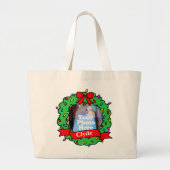 Grand Tote Bag Christmas Bird Photo Wreath (Devant)