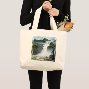Grand Tote Bag Chutes d'Iguazu entourées de jungle