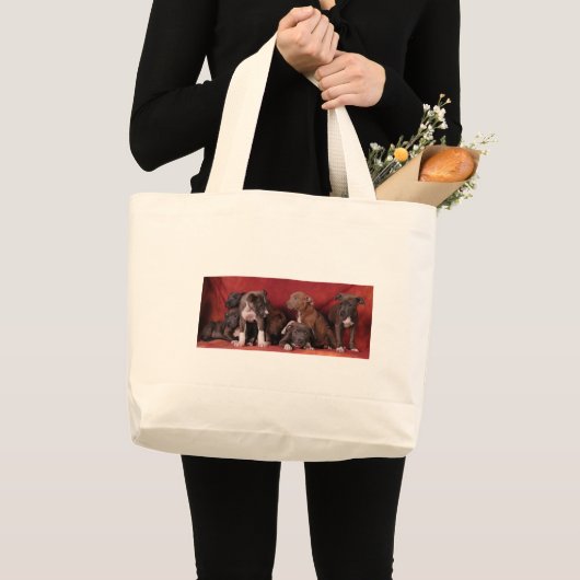 Grand Tote Bag Ciel de chiot de Pitbull (Devant (produit))
