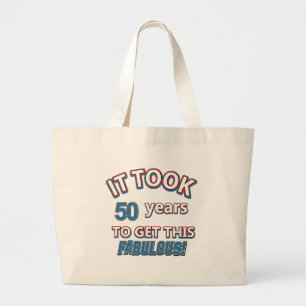 Grand Tote Bag cinquantième conceptions d'anniversaire d'année