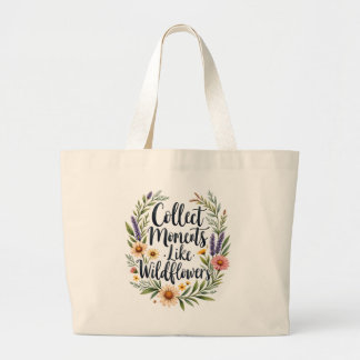 Grand Tote Bag Citation de Fleur Sauvage Botanique Design Quotidi