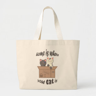 Grand Tote Bag Citation drôle Accueil est où est votre chat