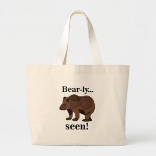 Grand Tote Bag Citation drôle d'humour d'animal d'ours brun