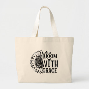 Grand Tote Bag Citez l'art des mots de jardinage bloom grace