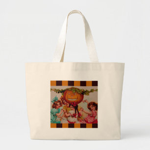 Grand Tote Bag Citrouille de la fête d'Halloween vintage