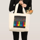 Grand Tote Bag Clavier de piano coloré (Devant (produit))