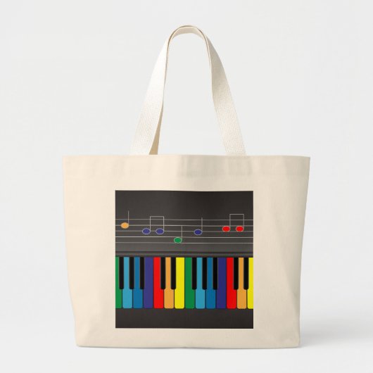 Grand Tote Bag Clavier de piano coloré (Devant)