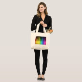 Grand Tote Bag Clavier et notes de piano d'arc-en-ciel (Devant (modèle))