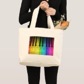 Grand Tote Bag Clavier et notes de piano d'arc-en-ciel (Devant (produit))