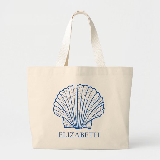 Grand Tote Bag Coastal Blue Seashell Fille personnalisée Week-end (Devant)