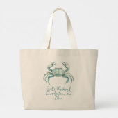 Grand Tote Bag Coastal Watercolor Crab Personalized (Dos)