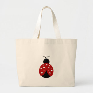 Grand Tote Bag Coccinelle noire et rouge de coeur