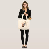 Grand Tote Bag Cochon - Manger plus de gens (Devant (modèle))