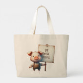 Grand Tote Bag Cochon - Manger plus de gens (Dos)