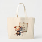 Grand Tote Bag Cochon - Manger plus de gens (Devant)