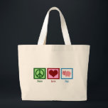 Grand Tote Bag Cochons d'amour de paix<br><div class="desc">Symbole de paix,  coeur,  et un joli cochon avec une queue bouclée. Rose !</div>
