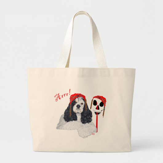 Grand Tote Bag Cocker Spaniel Américain Pirate (Devant)