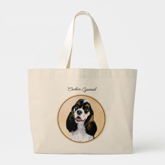 Grand Tote Bag Cocker Spaniel Peinture Parti Tan Original Chien A (Dos)