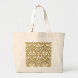 Grand Tote Bag Cocoa and Cream Damask