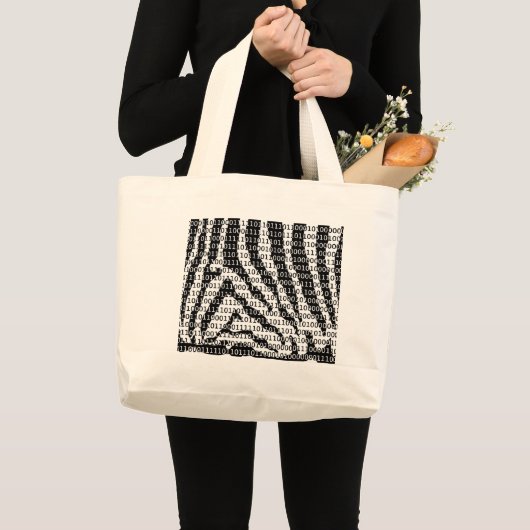 Grand Tote Bag Code binaire Zebra noir et blanc (Devant (produit))