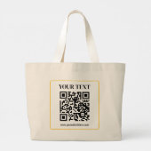 Grand Tote Bag Code QR éditable & Texte avec bordure jaune or (Dos)