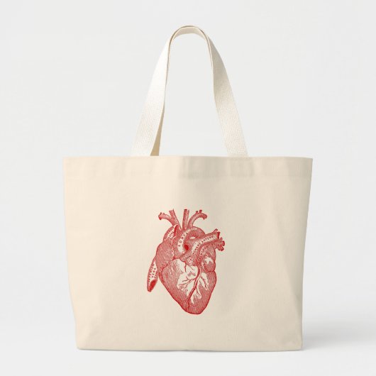 Grand Tote Bag Coeur Anatomique Rouge (Devant)