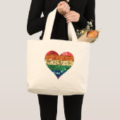 Grand Tote Bag coeur arc-en-ciel lgbt (Devant (produit))