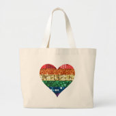 Grand Tote Bag coeur arc-en-ciel lgbt (Devant)