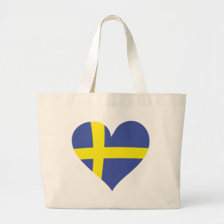 Grand Tote Bag coeur d'amour de la suède - drapeau de la suède
