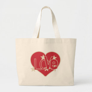 Grand Tote Bag Coeur d'amour et étoiles