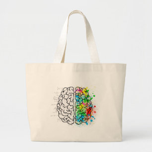 Grand Tote Bag coeur d'idée de psychologie de l'esprit cérébra