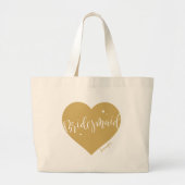 Grand Tote Bag Coeur d'or et script de l'aide d'accueil personnal (Devant)