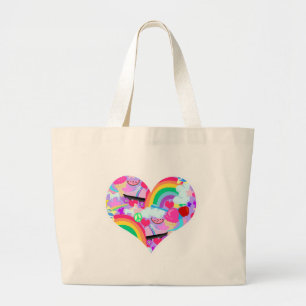 Grand Tote Bag Coeur épique d'explosion d'années '80